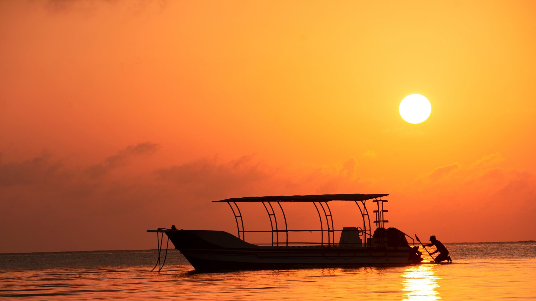 A dhow at sunset on the Indian Ocean off Mombasa